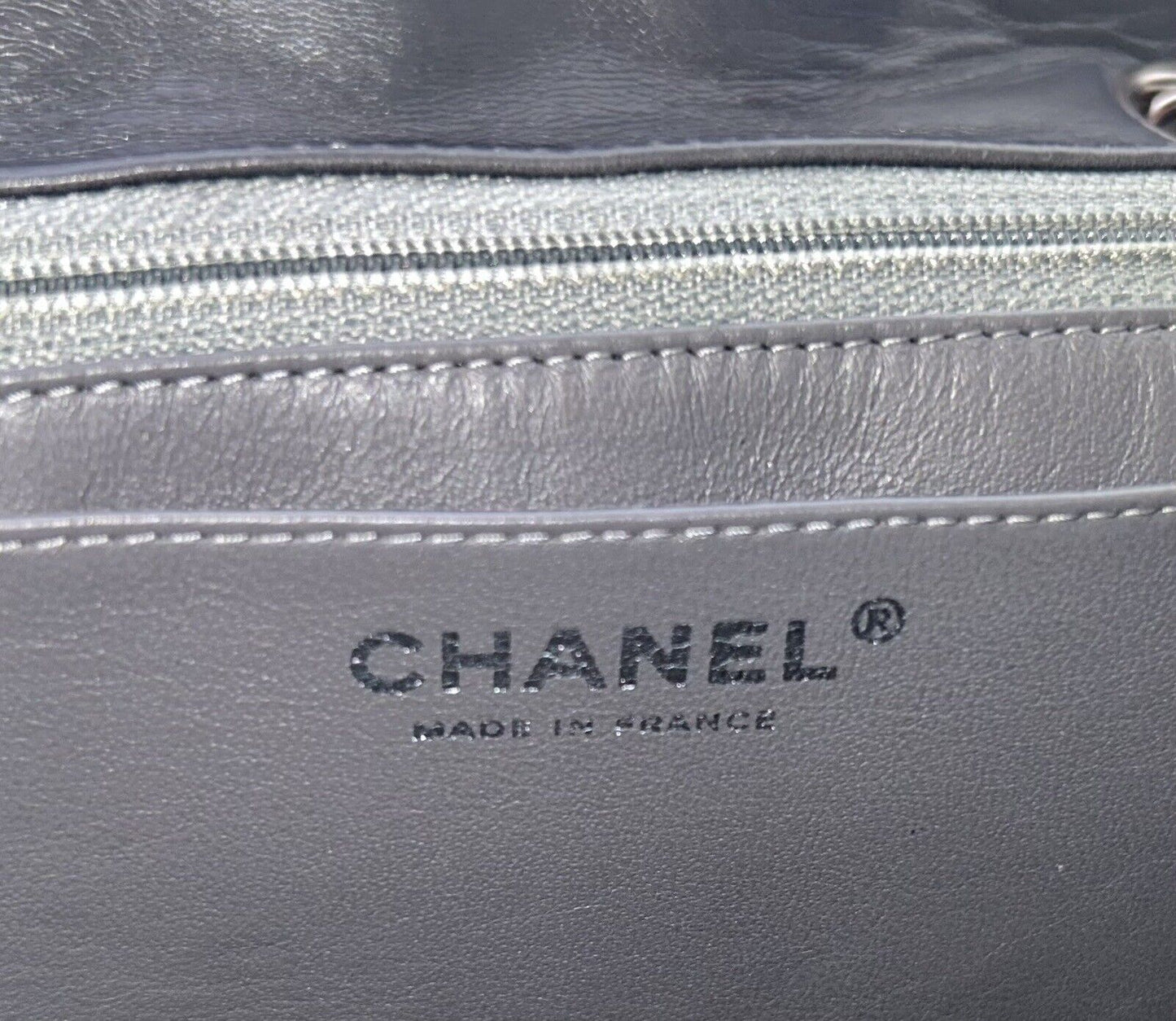 CHANEL Classic Jumbo Single Flap Quilted Lambskin Leather Handbag Gray