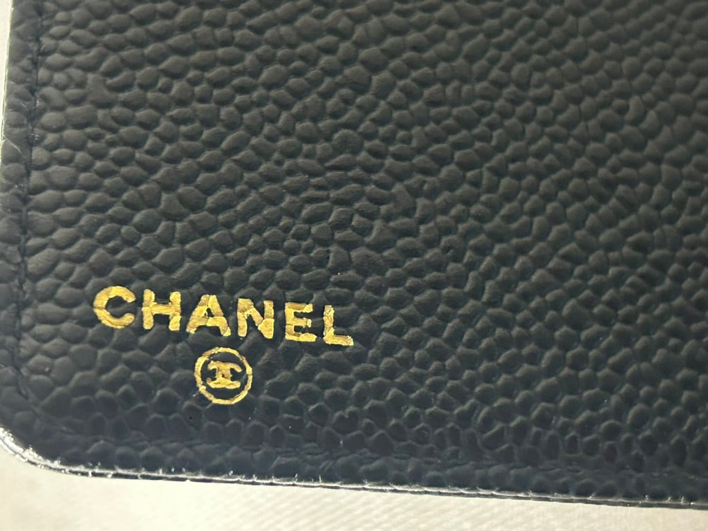 CHANEL Timeless CC Caviar Leather Note Pad Organizer Case Black