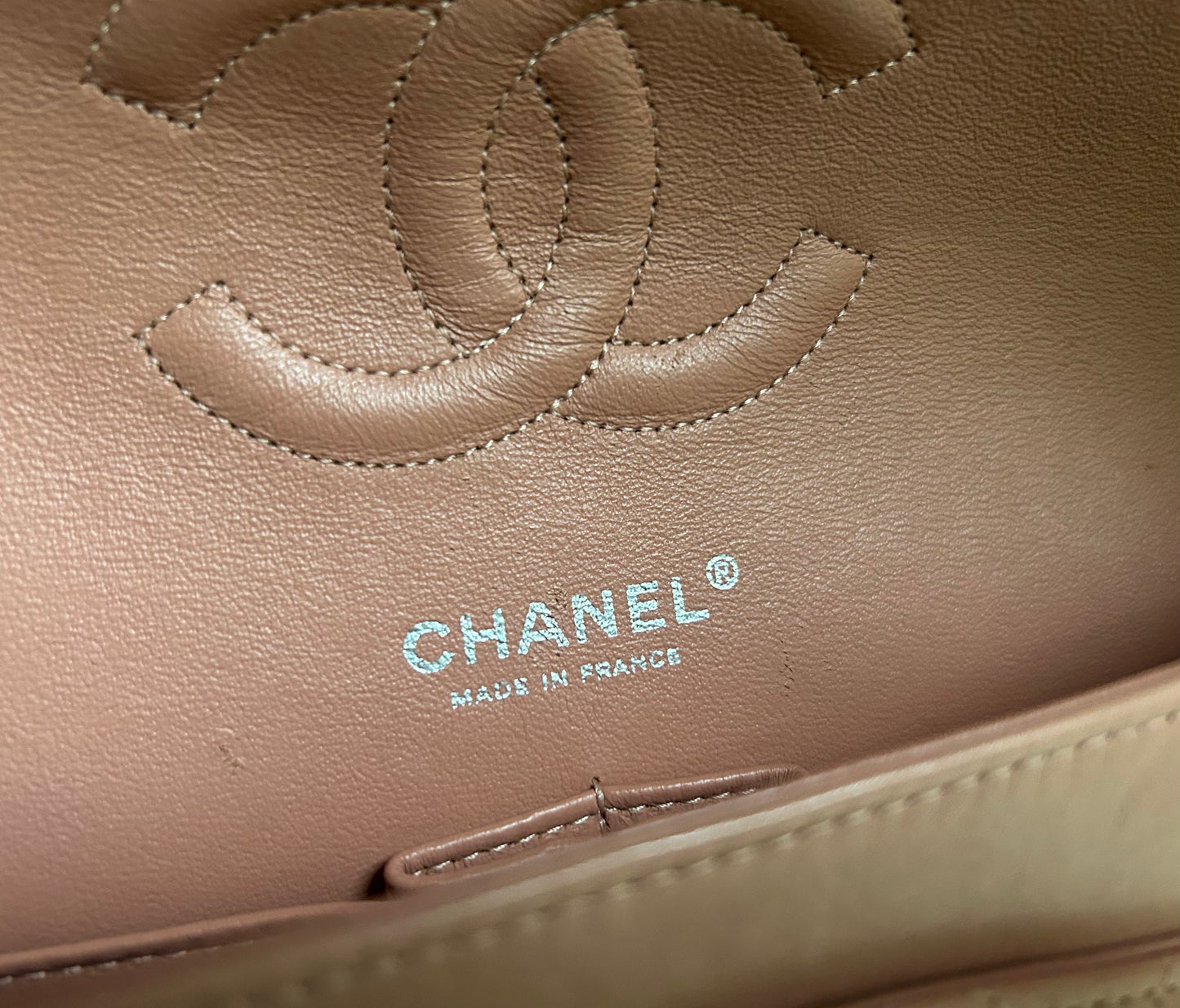 CHANEL Classic Medium Double Flap Lambskin Quilted Handbag Pink Peach