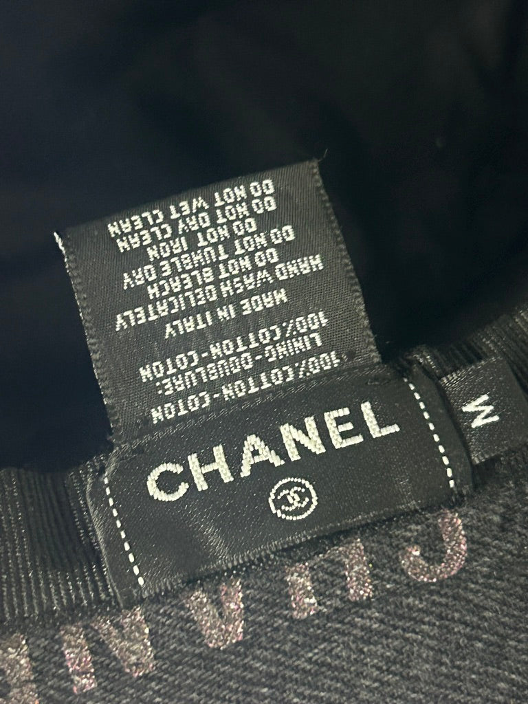 CHANEL Denim Mood Logo Cloche Bucket Hat Black Multi Size M