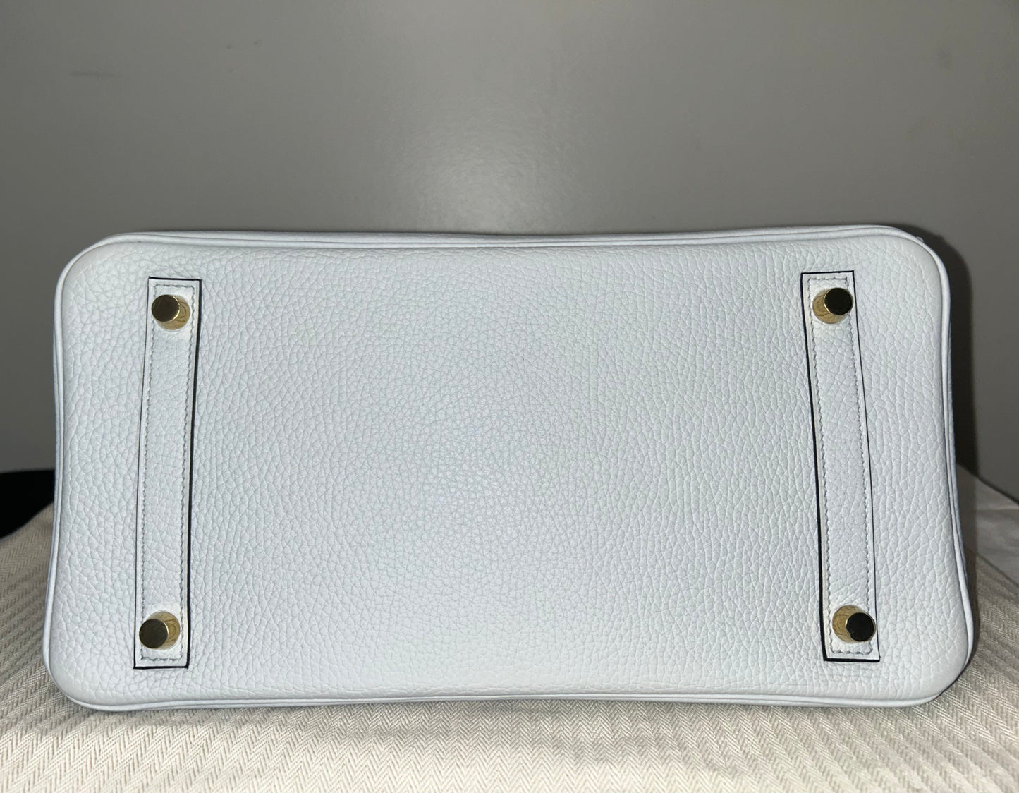 HERMES Birkin 30 Bleu Pale Clemence Gold Hardware
