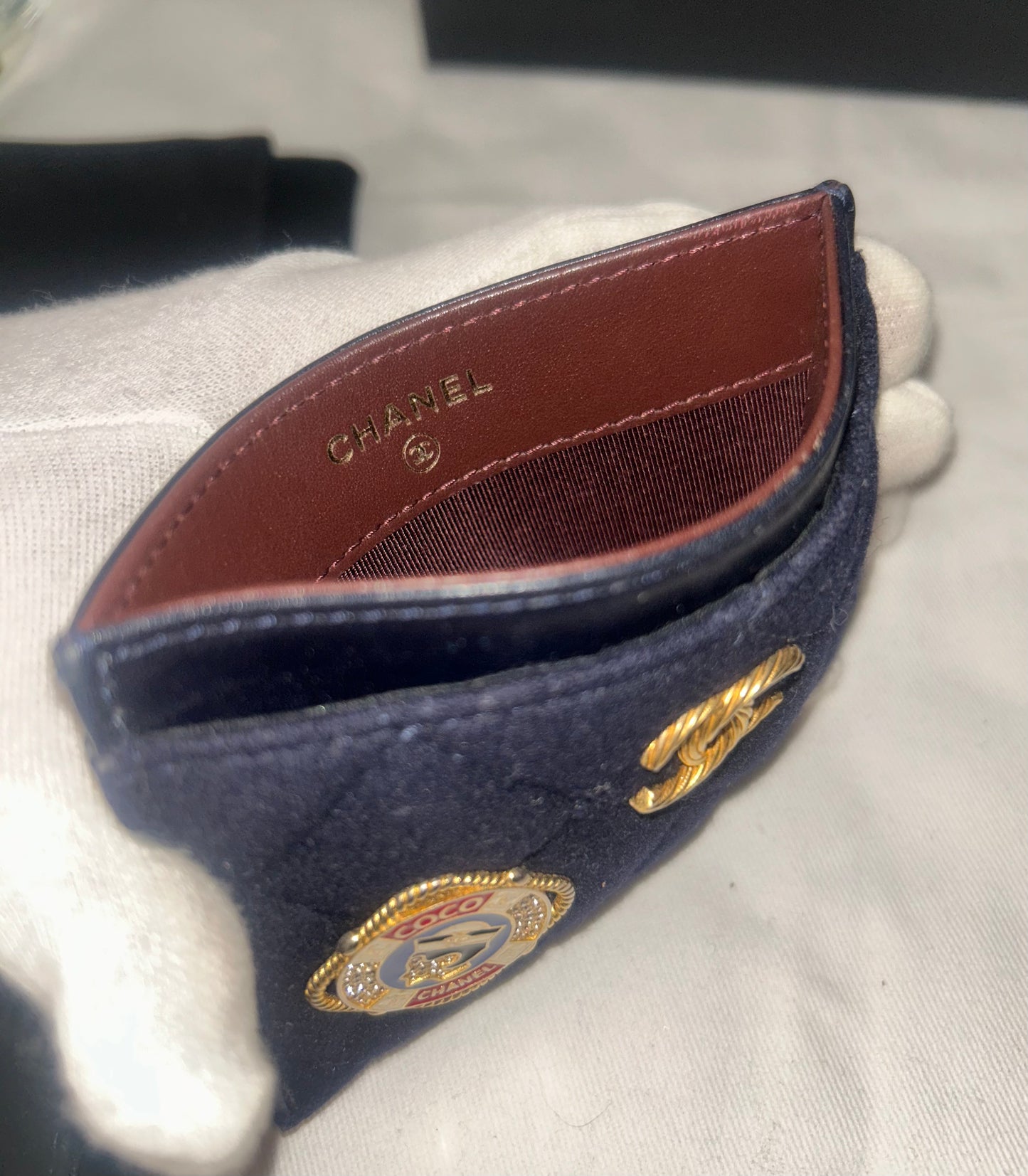 CHANEL 18A Nautical Charming Long Zip Wallet & Card Holder Set in Navy *RARE*