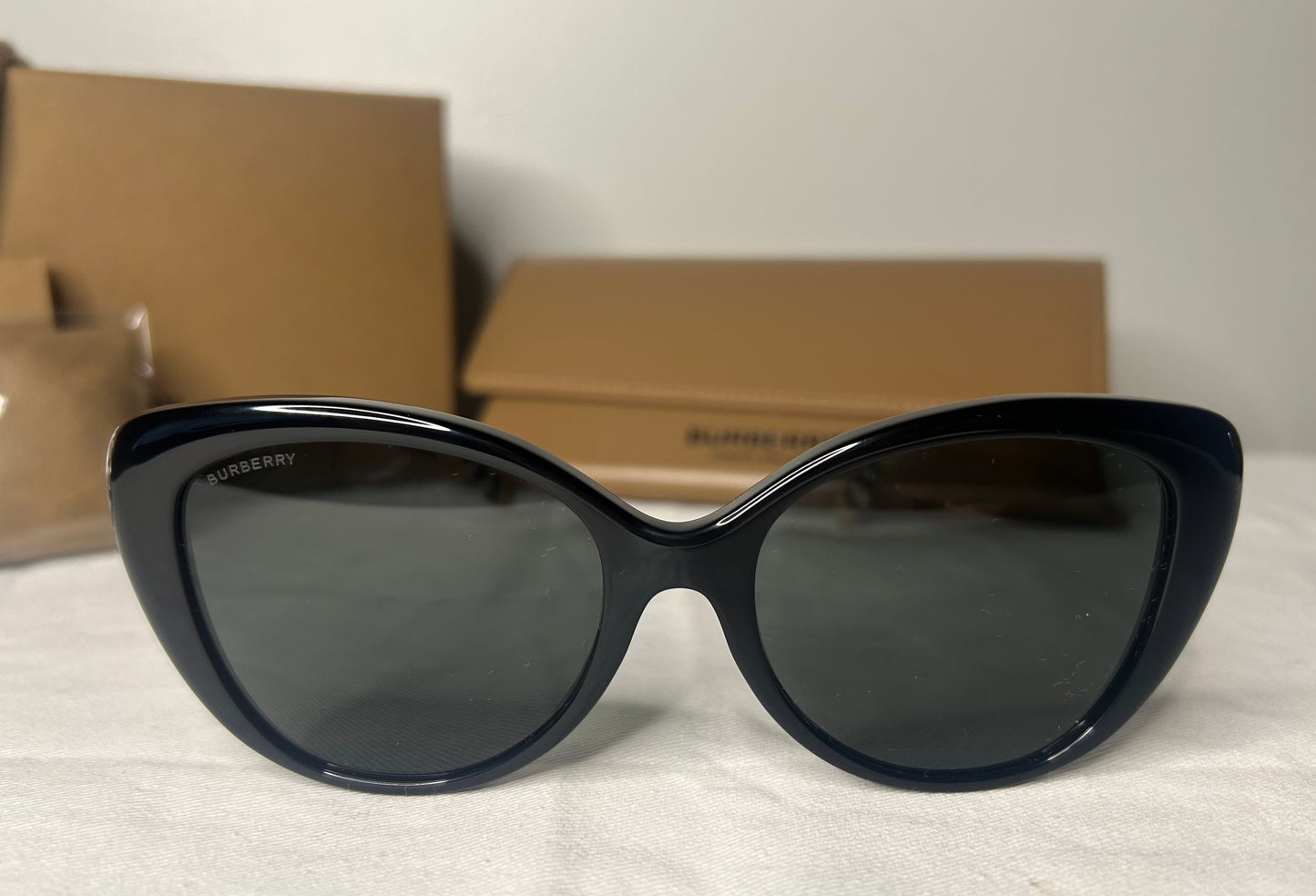 BURBERRY BE4407 Cat Eye Check Logo Sunglasses Black