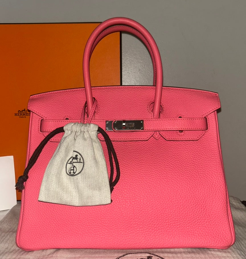 HERMÈS Birkin 30 Rose Jaipur Pink Togo Leather Palladium Hardware Bag