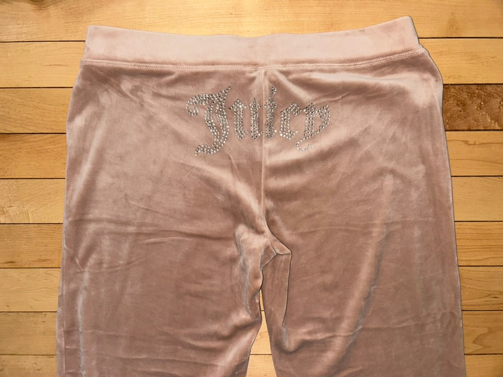 NEW NWT JUICY COUTURE Velour Bling Tracksuit Hoodie & Pant Set Warm Taupe L