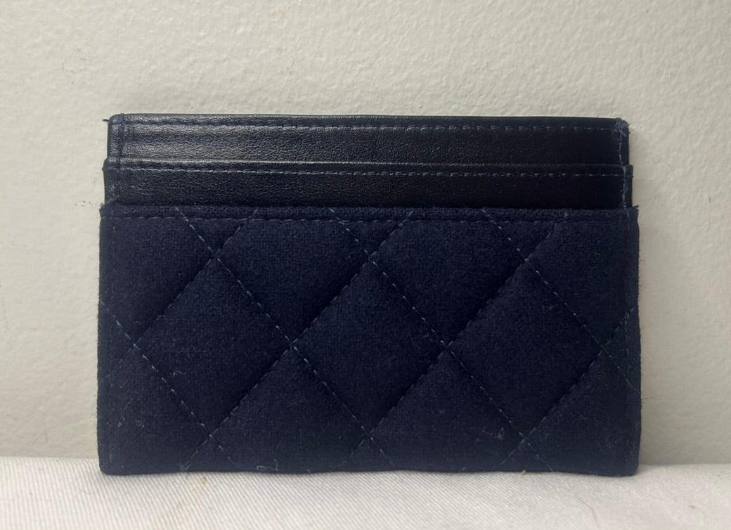 CHANEL 18A Nautical Charming Long Zip Wallet & Card Holder Set in Navy *RARE*