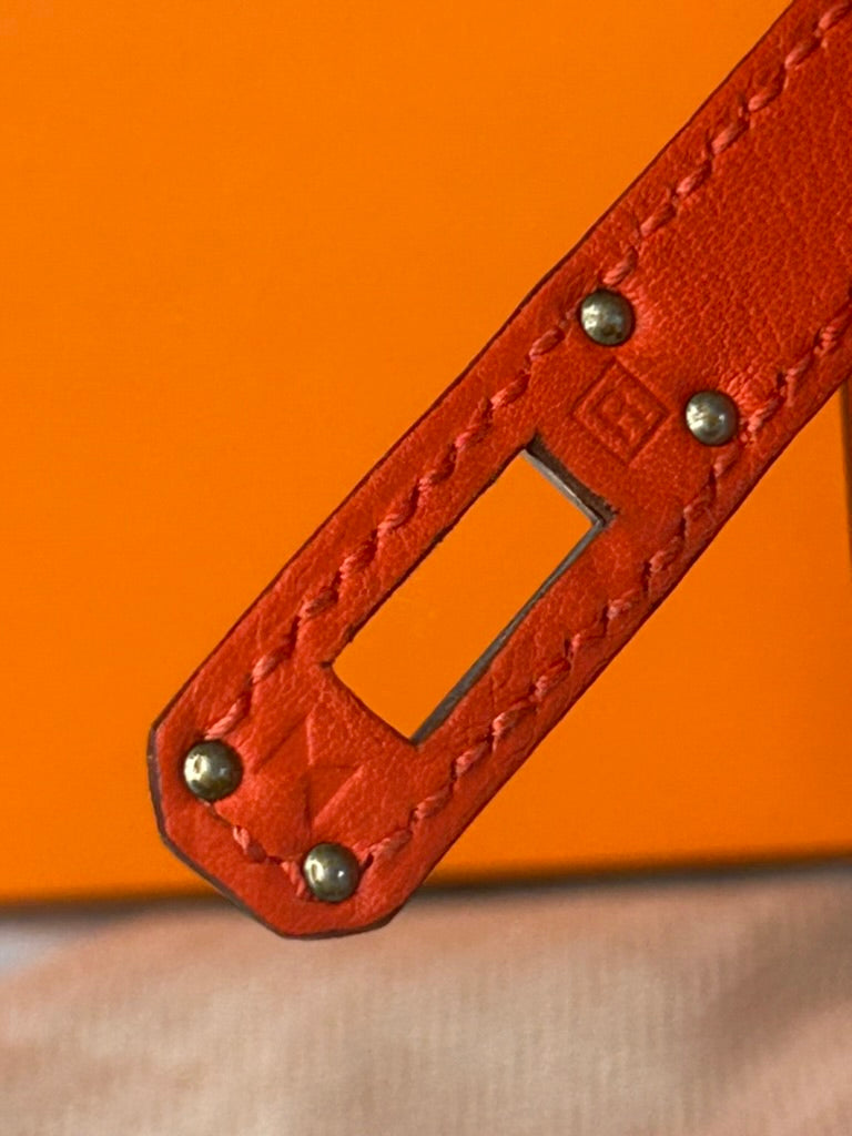HERMÈS Kelly Pochette Capucine Swift Leather Palladium Hardware