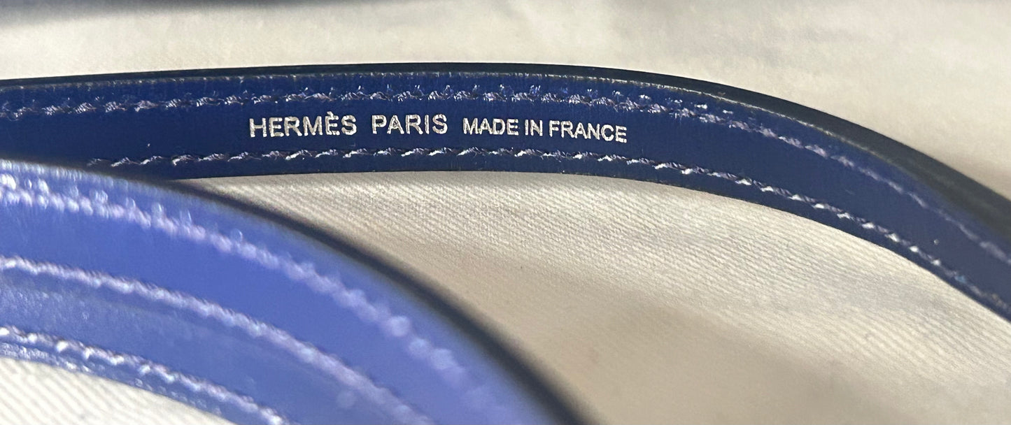 HERMÈS Kelly 20 (Mini II) Bleu Saphir Box Palladium Hardware