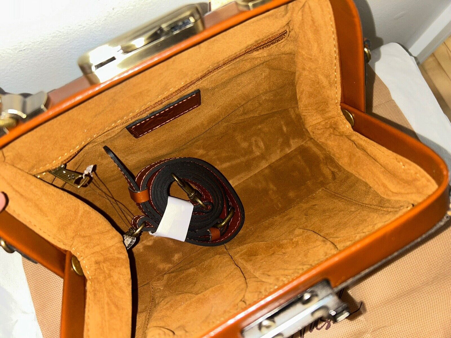 NEW! NWT PATRICIA NASH Gracchi French Tapestry Leather Satchel Bag Tan