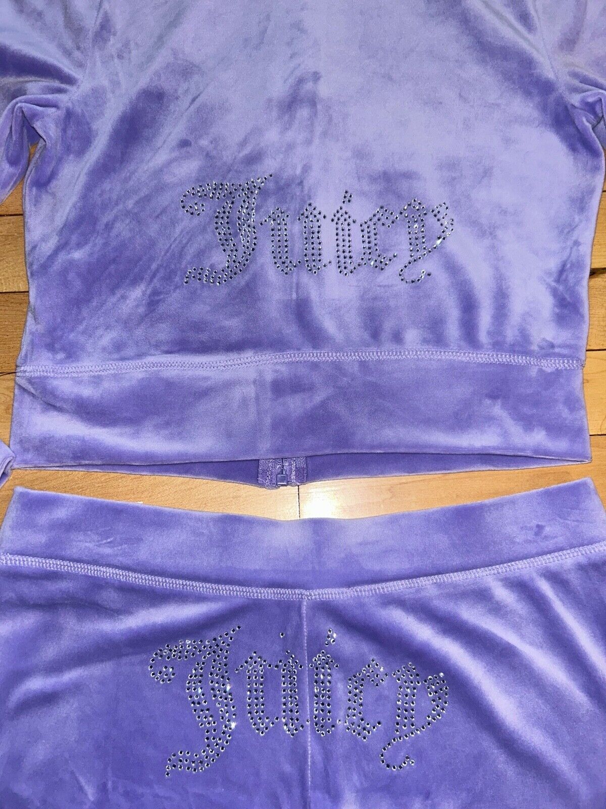 NEW! JUICY COUTURE Velour OG Bling Tracksuit Hoodie & Pant Set Freesia Purple M