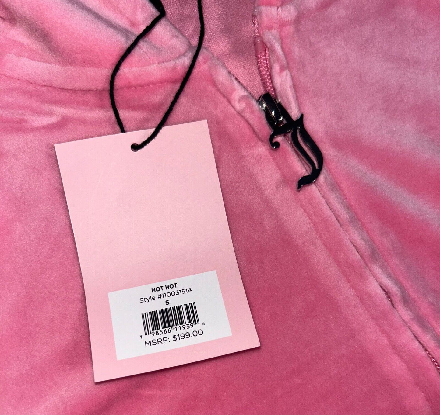 $199 NEW! JUICY COUTURE Velour OG Bling Tracksuit Set in Hot Hot Pink Size S