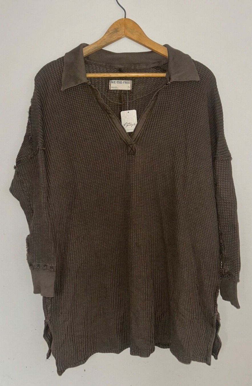 NEW! NWT FREE PEOPLE Travis Tunic Polo in Military Olive Size S