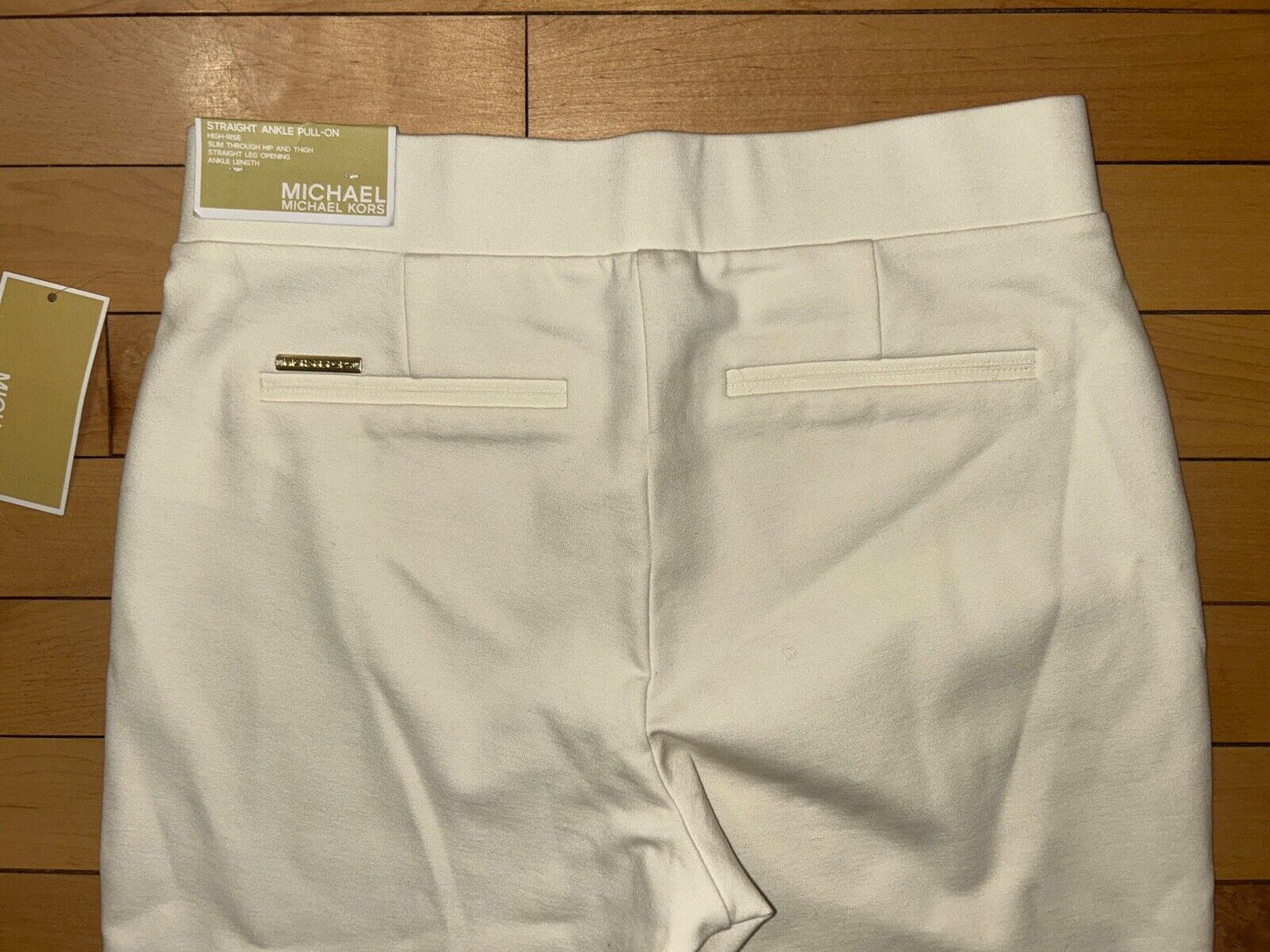 $110 NEW ! NWT MICHAEL KORS Straight Ankle Pull-On Pants Bone Ivory Size S