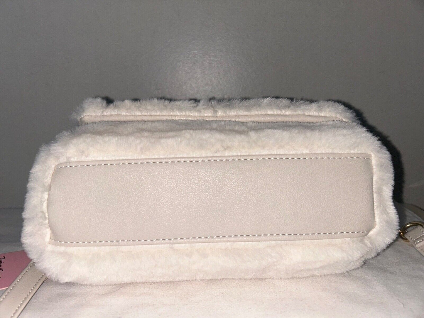 NEW! NWT JUICY COUTURE Lets Get Cozy Faux Fur Crossbody Angel White