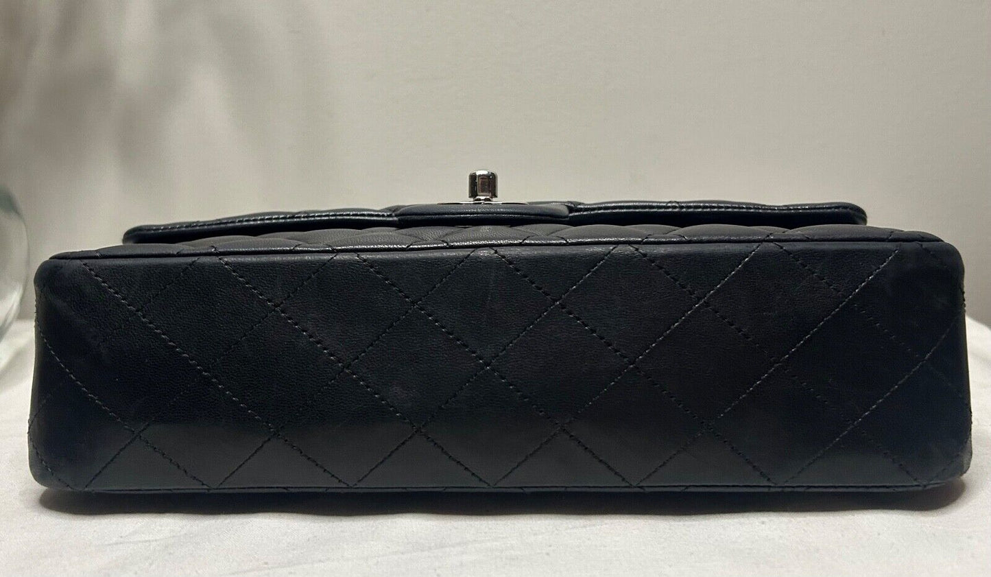 CHANEL Classic Medium Double Flap Lambskin Quilted Handbag Black