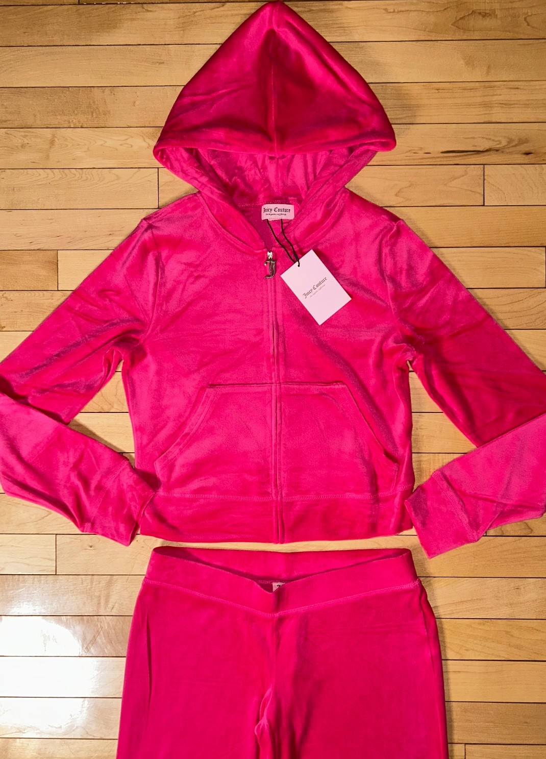$199 NEW! NWT JUICY COUTURE Velour OG Bling Tracksuit Set in Vixen Pink Size S