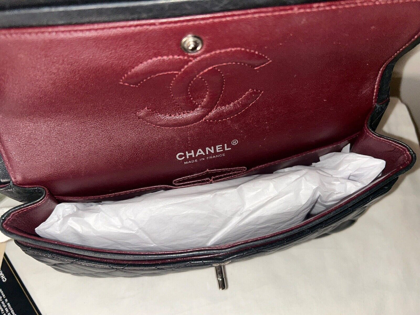 CHANEL Classic Medium Double Flap Lambskin Quilted Handbag Black