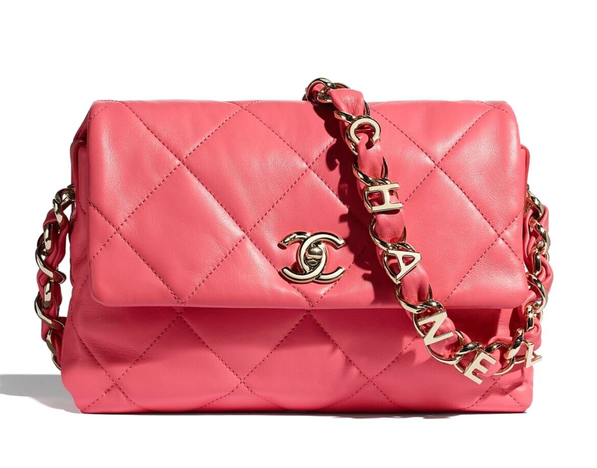 CHANEL CC Small Logo Strap Quilted Lambskin Shoulder Bag Pink / Gold Hardware