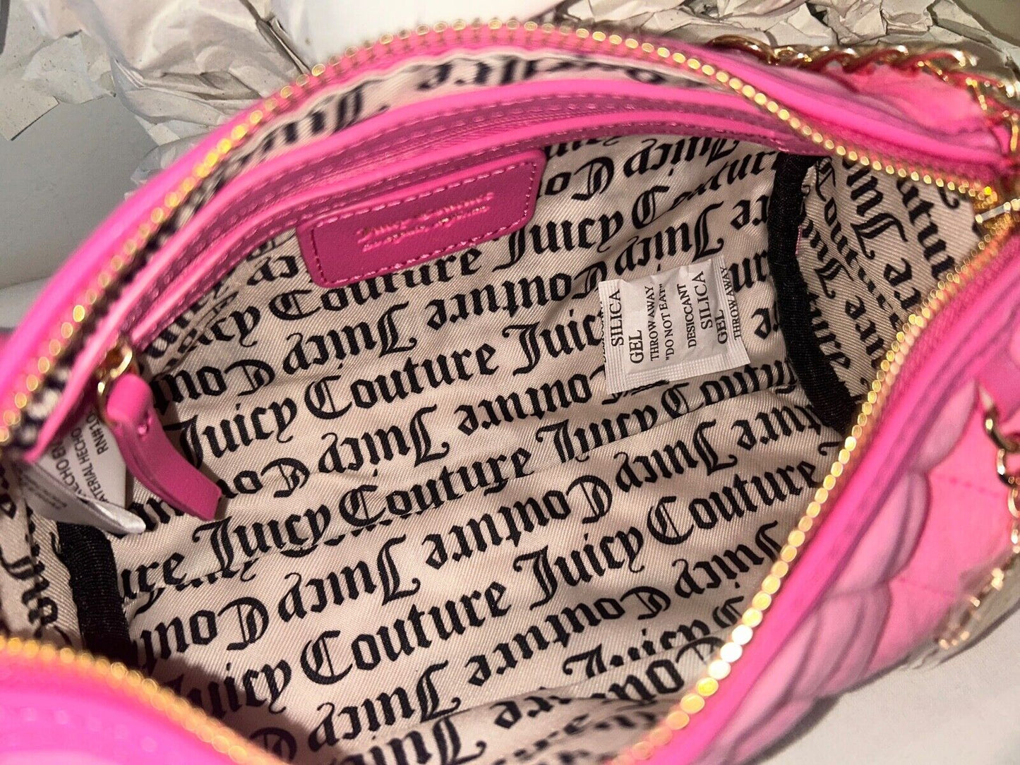 NEW! NWT JUICY COUTURE Royal Moment Velour Quilted Mini Barrel Bag Juicy Pink