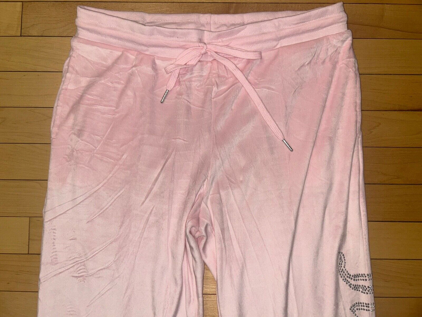 NEW ! NWT JUICY COUTURE Velour Bling Logo Sweatpants in Lola Pink Size L