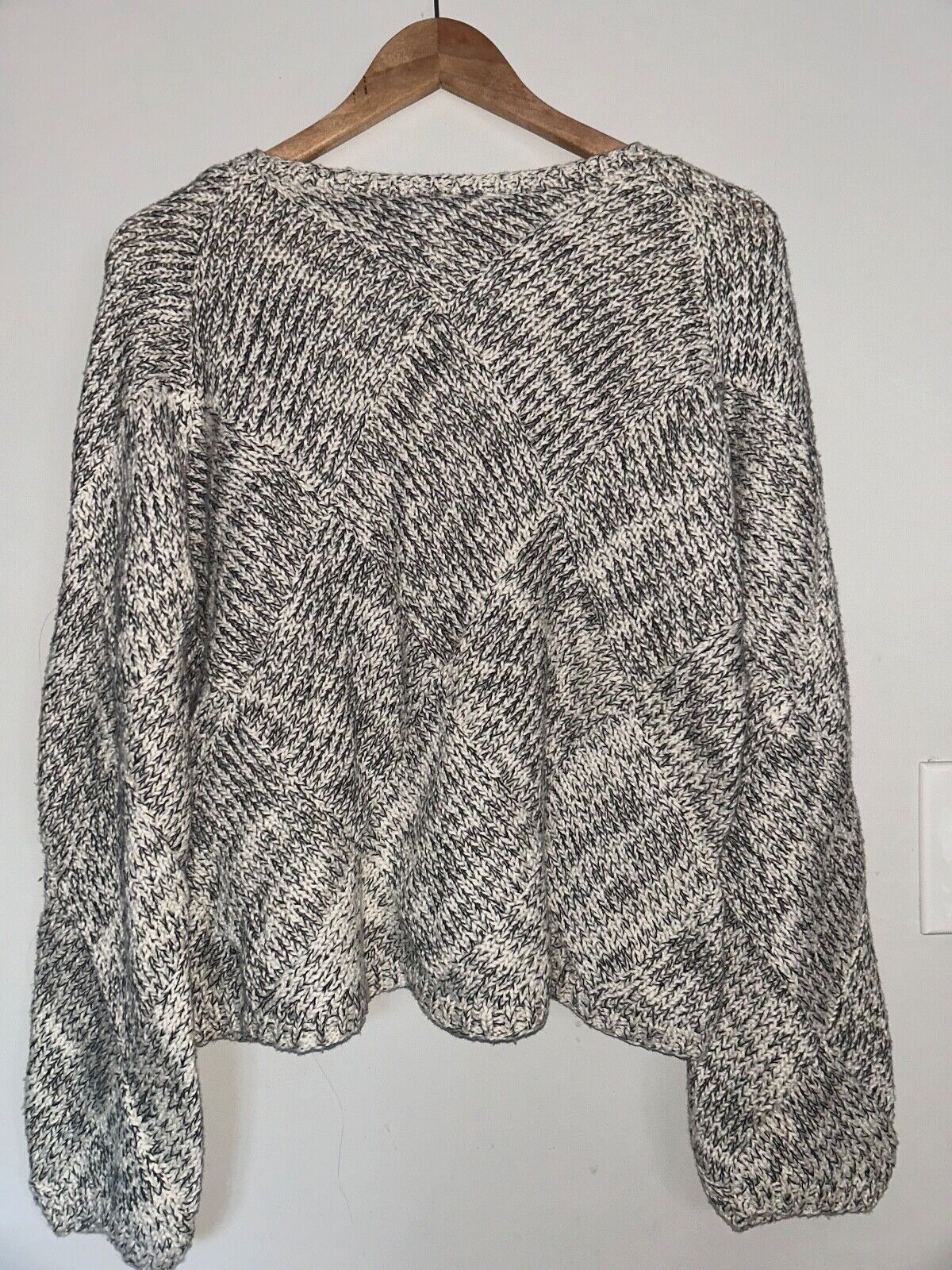 NEW ! NWT EILEEN FISHER Marled Peruvian Organic Cotton Sweater Gray Size M