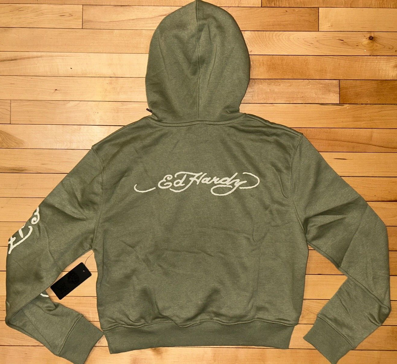 NEW! NWT ED HARDY Love Kills Slowly Hoodie in Light Olive Size L