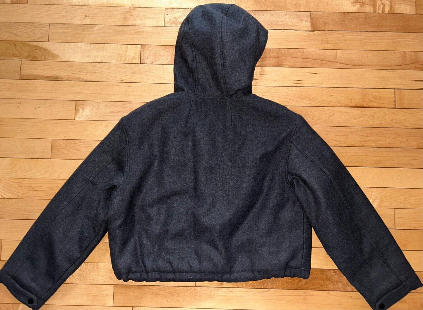 $695 NEW! NWT THEORY Wool Double-Face Cropped Parka Coat in Charcoal Size M