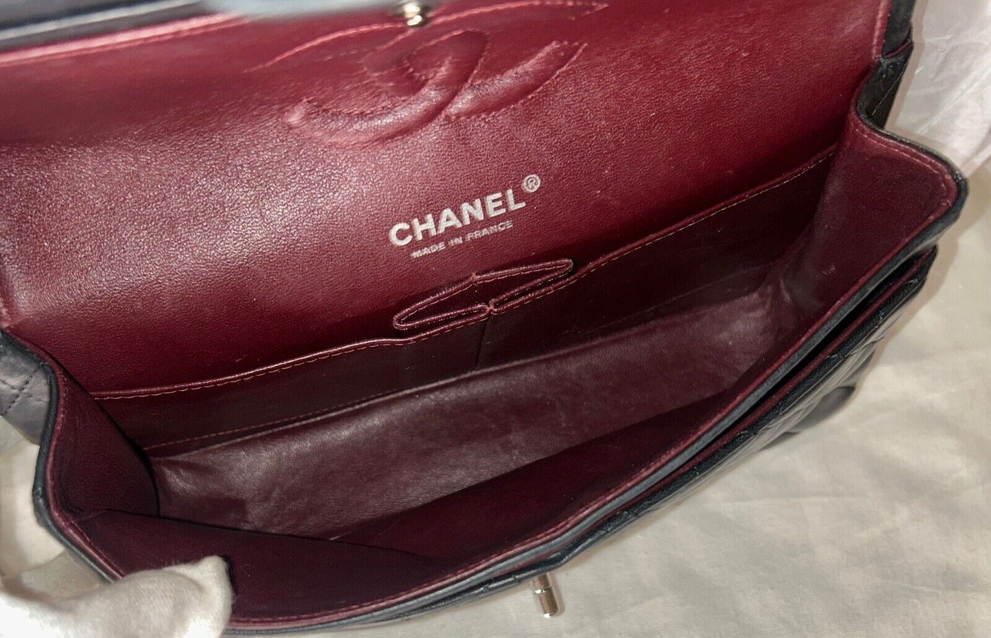 CHANEL Classic Medium Double Flap Lambskin Quilted Handbag Black