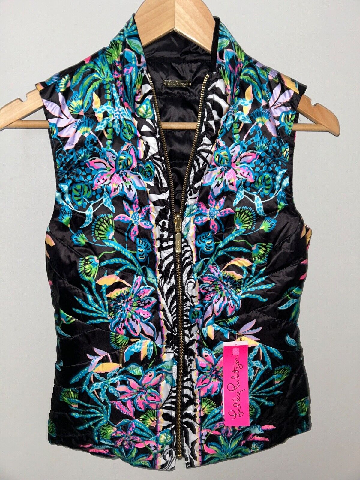 NEW NWT LILLY PULITZER Deanne Reversible Vest Paradise Glow Onyx Size XXS