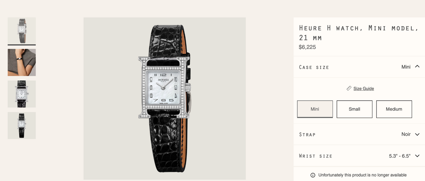 HERMES Heure H Watch Diamond Bezel Alligator Noir Black