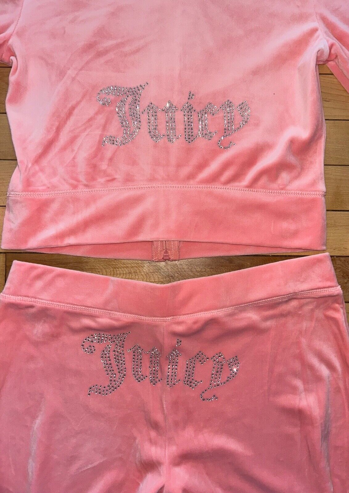 NEW! JUICY COUTURE Velour OG Bling Tracksuit Hoodie & Pant Set Strawberry Ice S