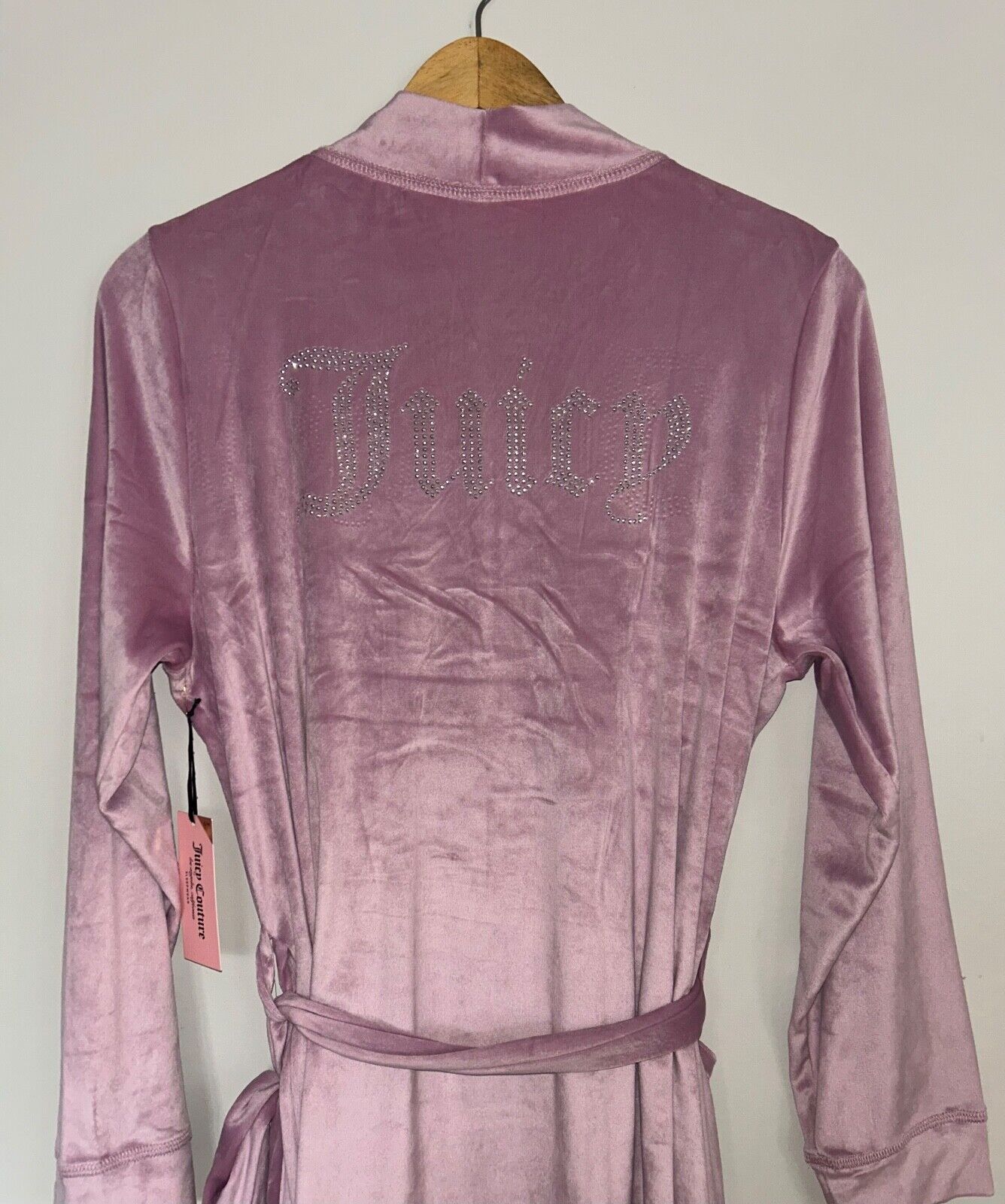 NEW! NWT JUICY COUTURE Velour OG Bling Robe Mauve Purple Size S/M