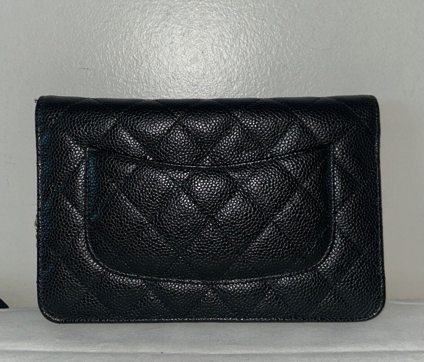 CHANEL Classic Caviar Quilted Wallet on Chain WOC Bag Black/Gold
