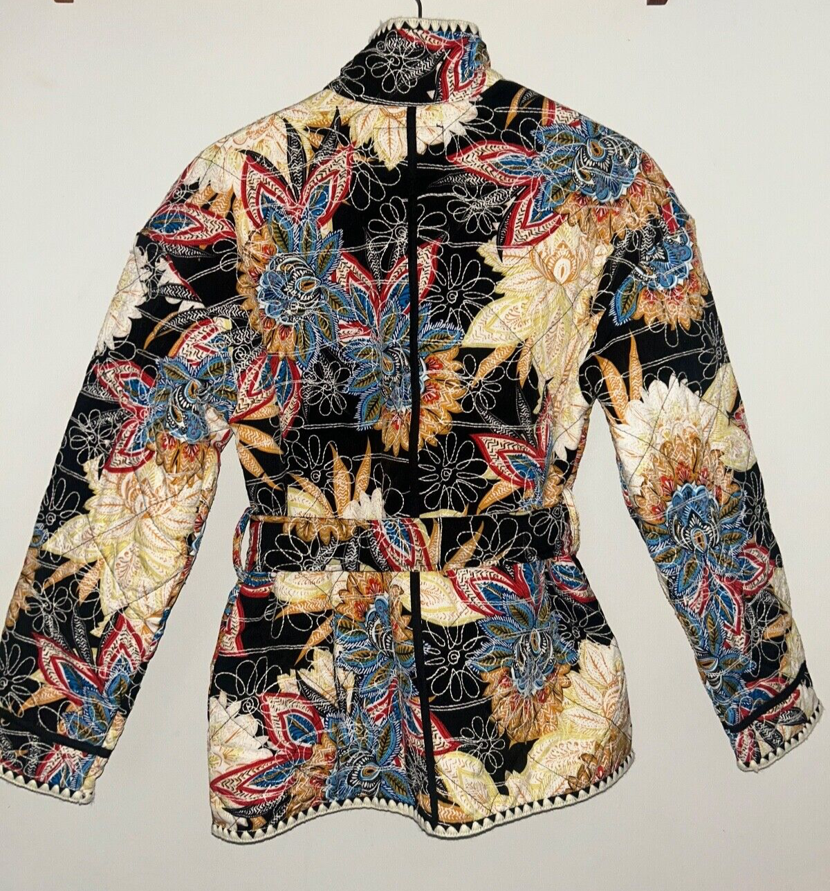 NEW! NWT 7 FOR ALL MANKIND Embroidered Paisley Belted Quilted Jacket Size S