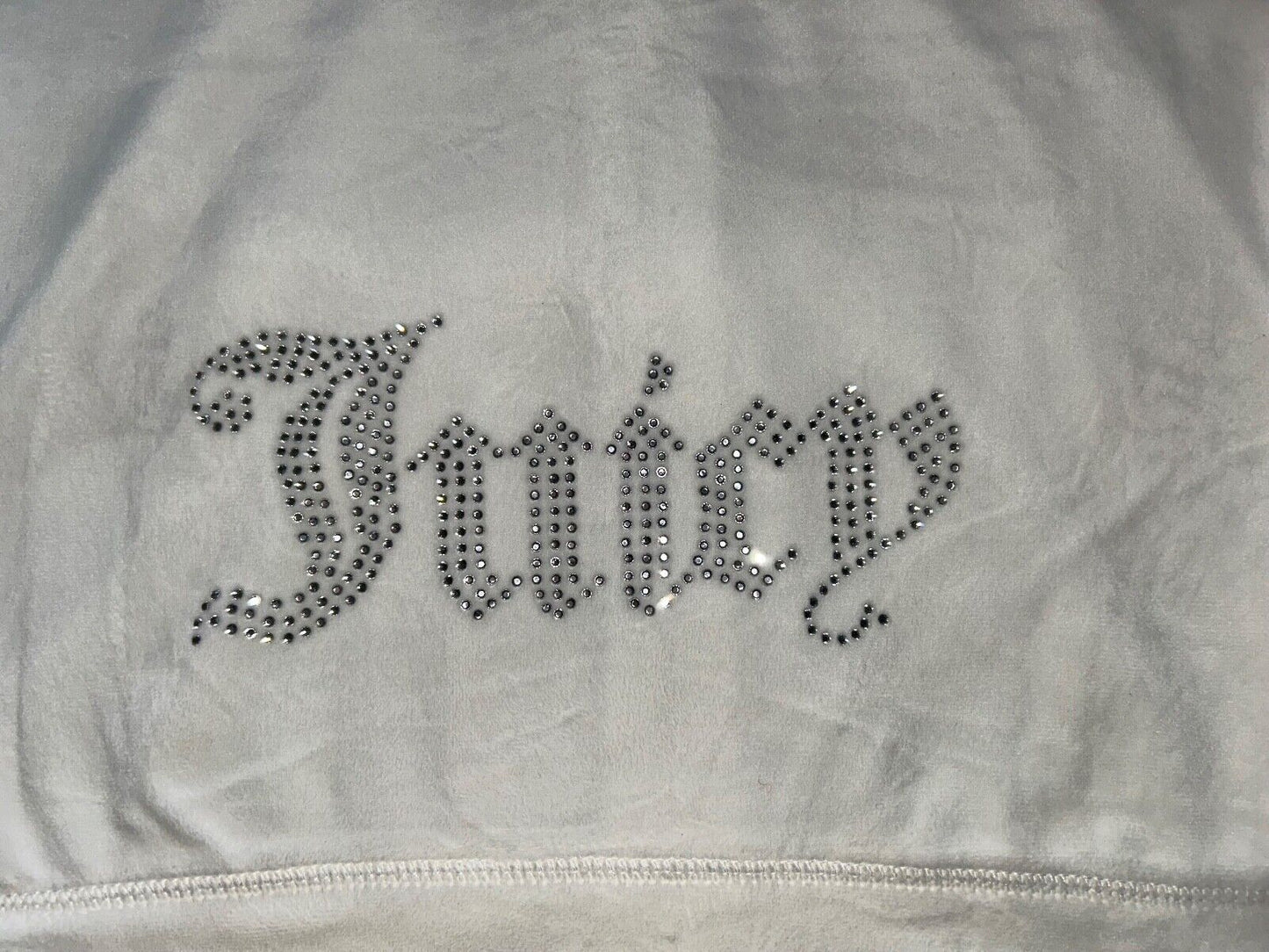 NEW! NWT JUICY COUTURE OG Big Bling Velour Hoodie Cream Soda White Size M