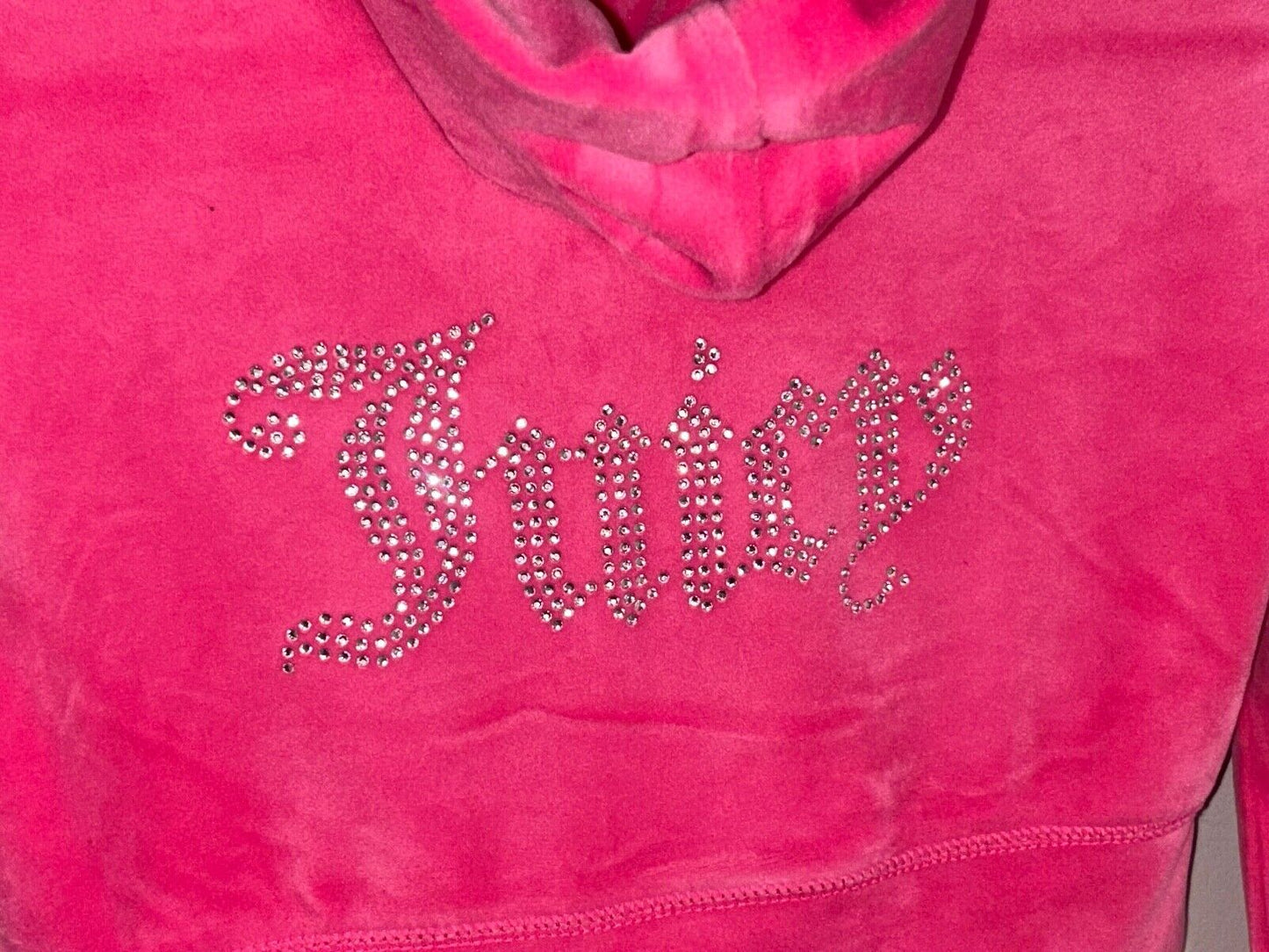 NEW! NWT JUICY COUTURE OG Big Bling Velour Hoodie Bubblegum Pink Size S