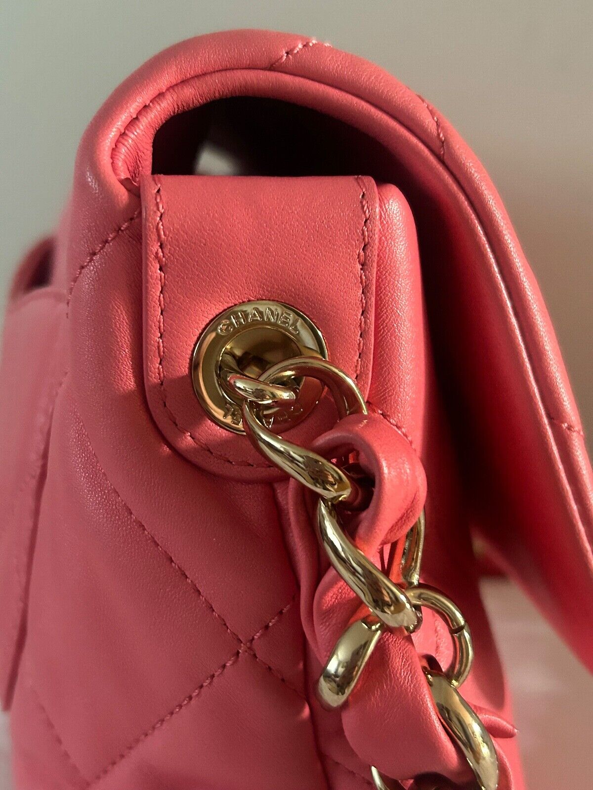 CHANEL CC Small Logo Strap Quilted Lambskin Shoulder Bag Pink / Gold Hardware