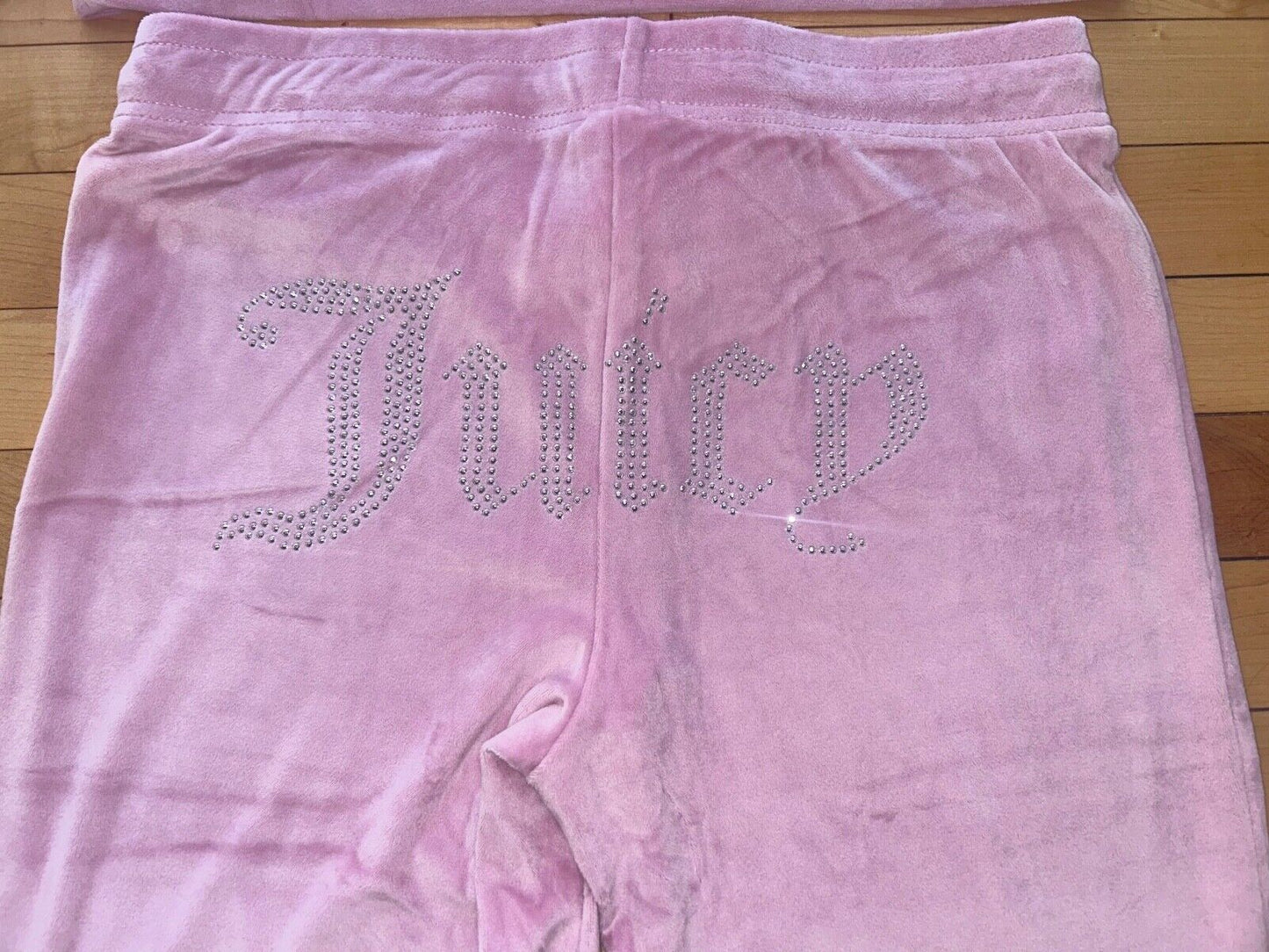 NEW! NWT JUICY COUTURE Velour OG Big Bling Hoodie & Pant Set Mauve Muse Size L
