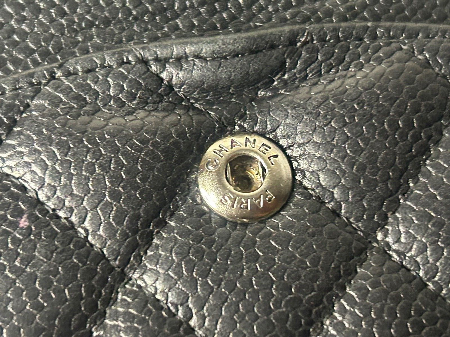 CHANEL Classic Medium Double Flap Quilted Caviar Leather Handbag Black