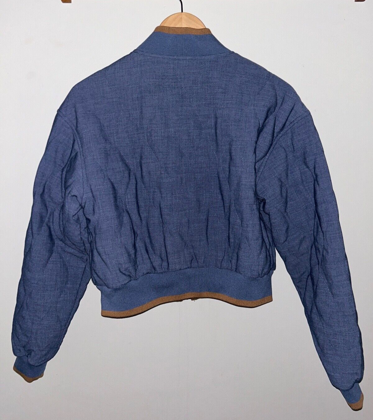 NEW! NWT 7 FOR ALL MANKIND Quilted Chambray Bomber Jacket Medium Wash Blue Sz S