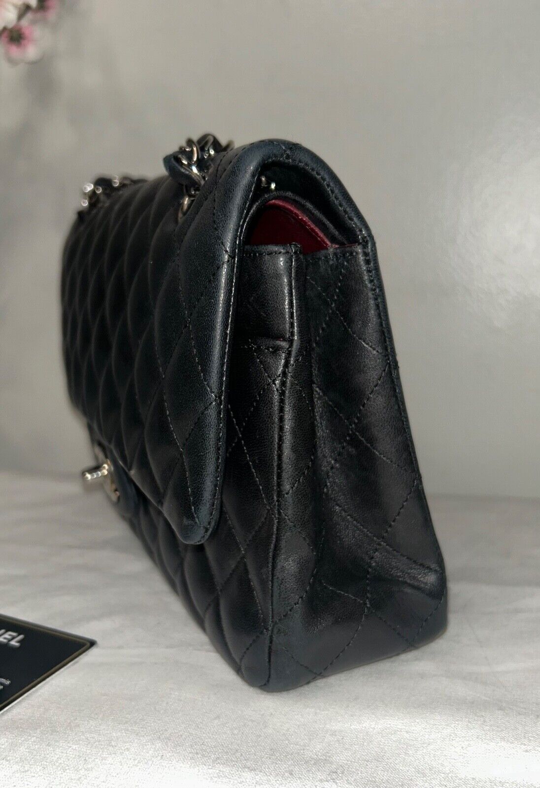 CHANEL Classic Medium Double Flap Lambskin Quilted Handbag Black