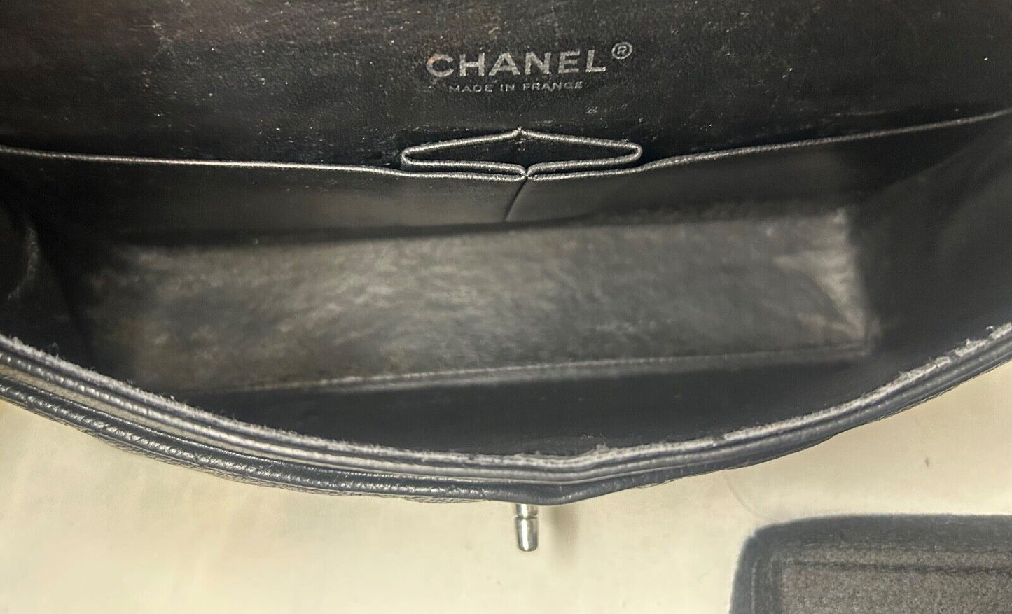 CHANEL Classic Medium Double Flap Quilted Caviar Leather Handbag Black