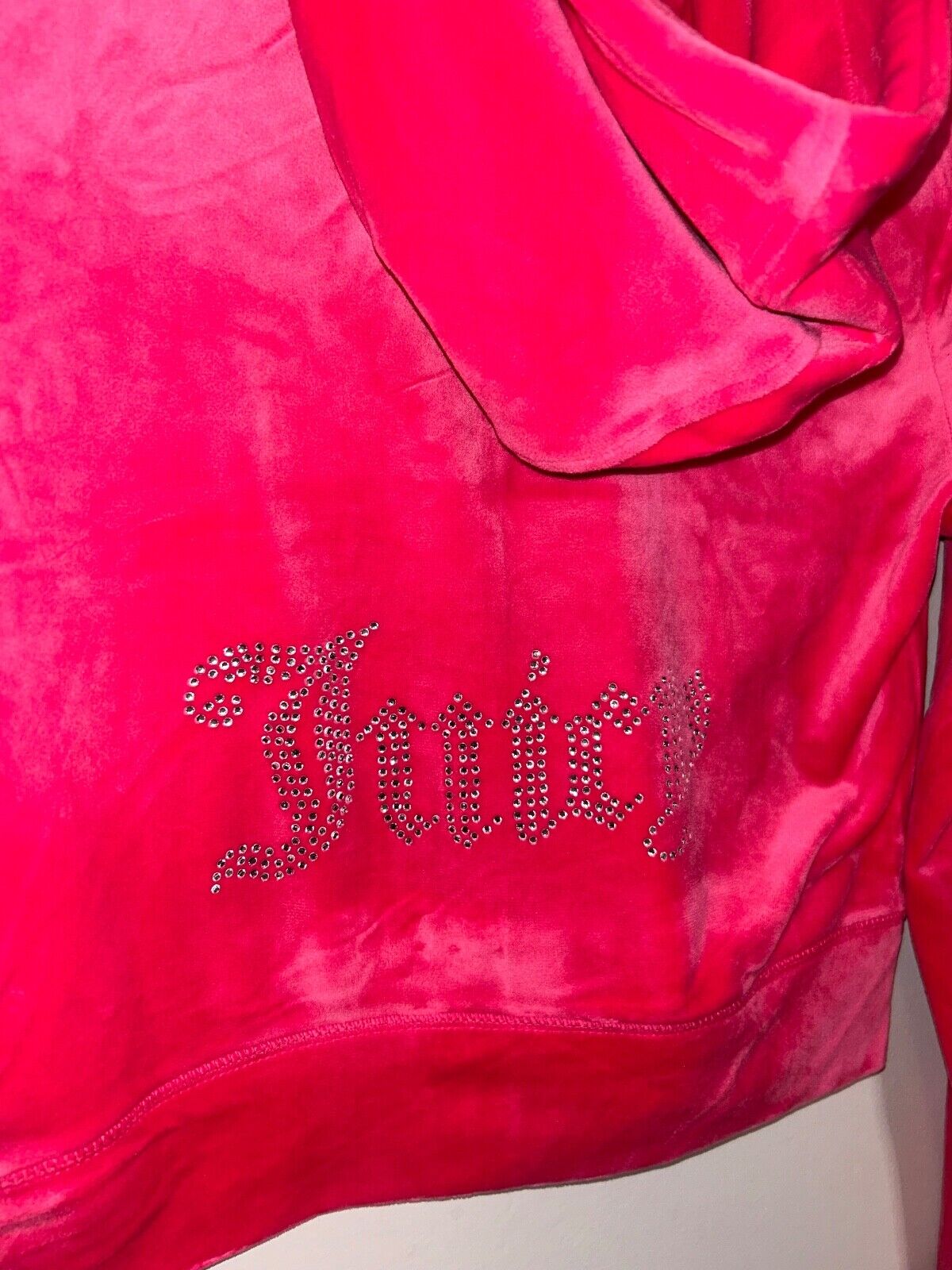 NEW! NWT JUICY COUTURE OG Big Bling Velour Hoodie in Pink Party Size M