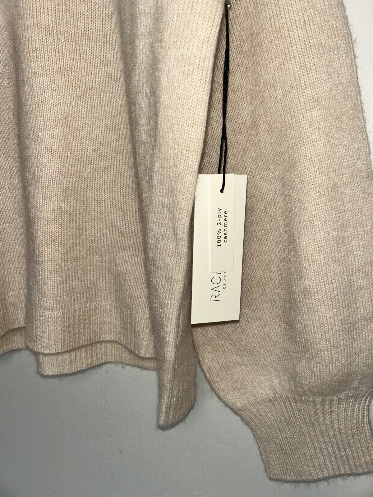 NEW ! NWT RACHEL ZOE 100% 2-Ply Cashmere Hooded Sweater Light Beige Size L