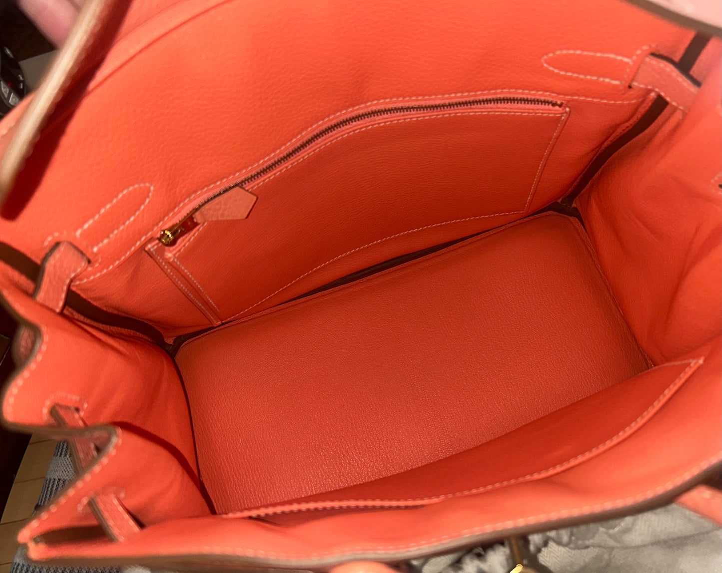 HERMÈS Birkin 30 Crevette Pink Clemence Leather Gold Hardware