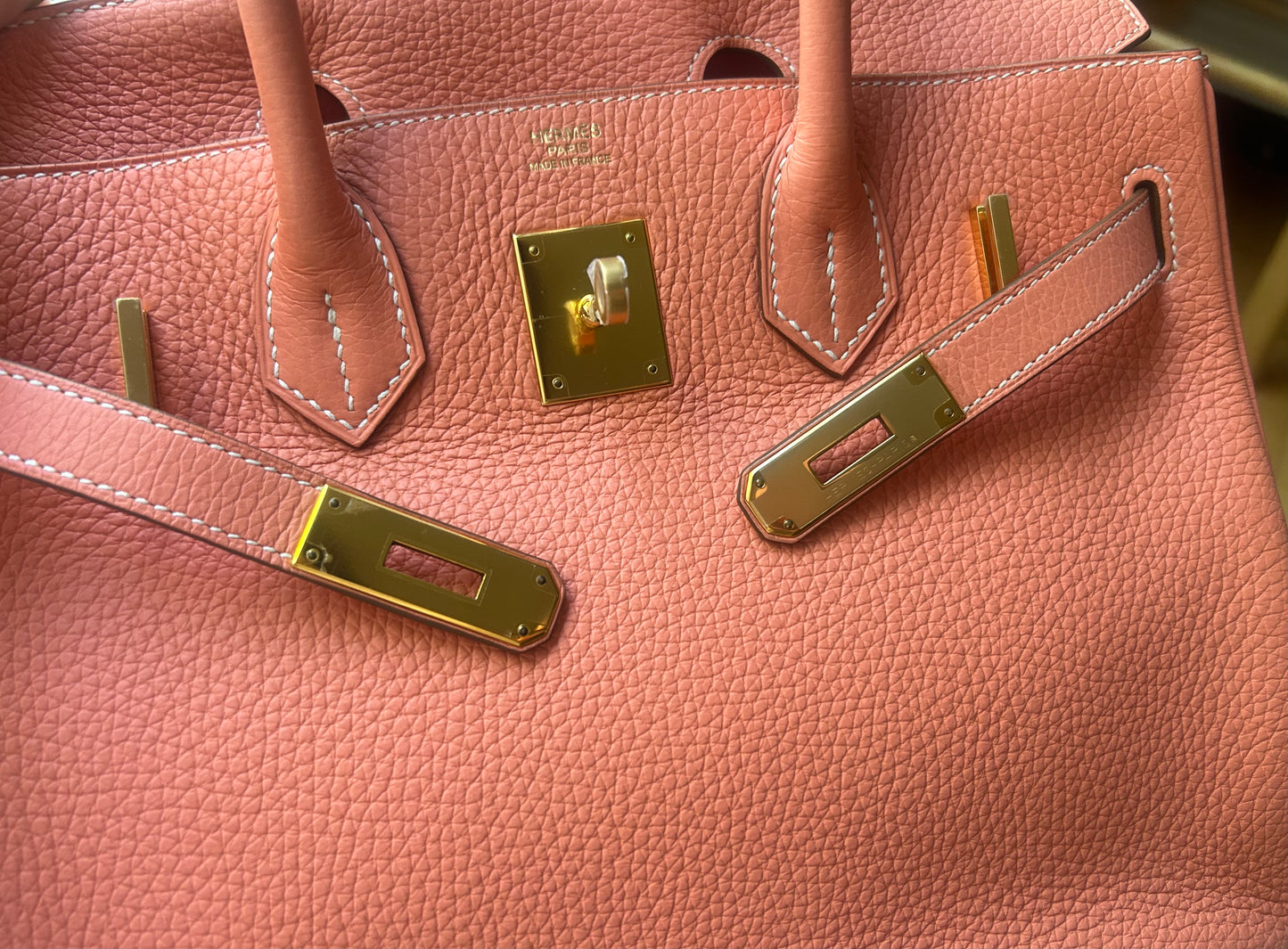 HERMÈS Birkin 30 Crevette Pink Clemence Leather Gold Hardware