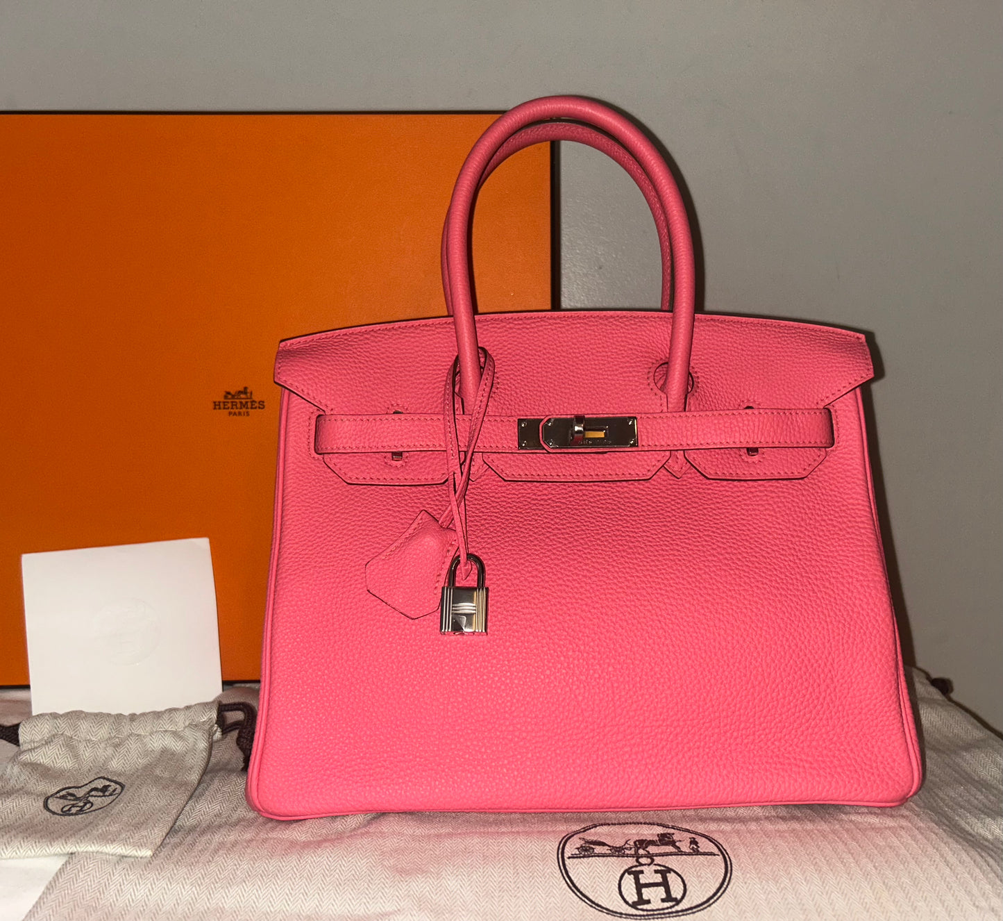 HERMÈS Birkin 30 Rose Jaipur Pink Togo Leather Palladium Hardware Bag