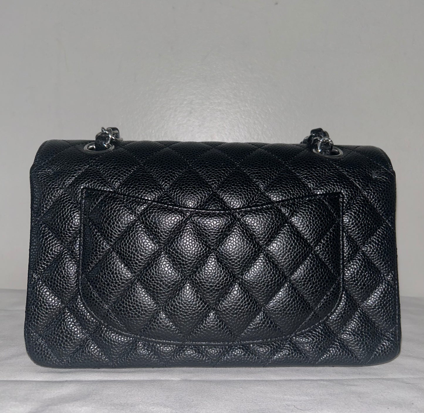 CHANEL Classic CC Small Double Flap Quilted Caviar Handbag Black