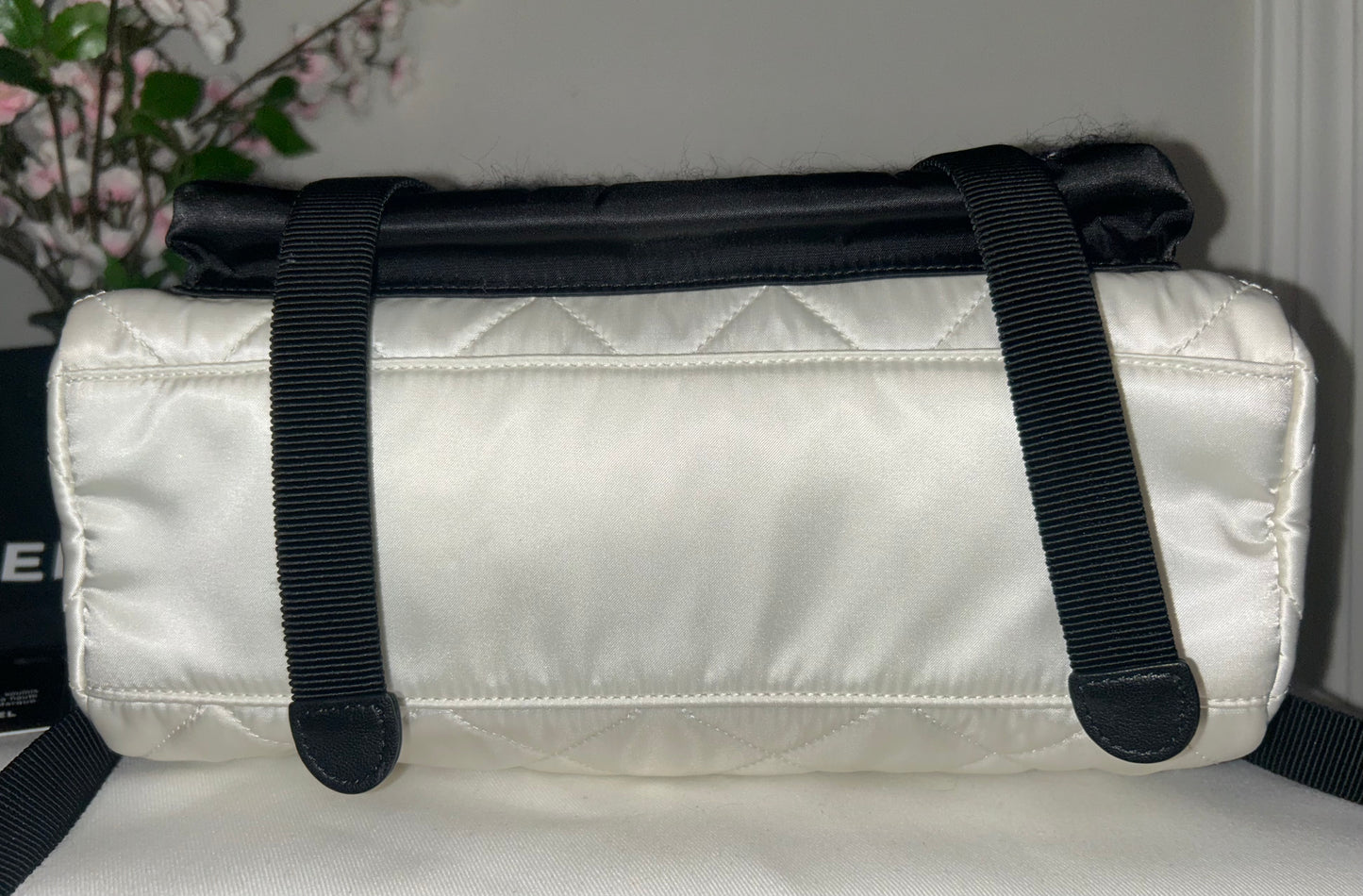 CHANEL Tweed Nylon Quilted Astronaut Essentials Medium Backpack in White/Black