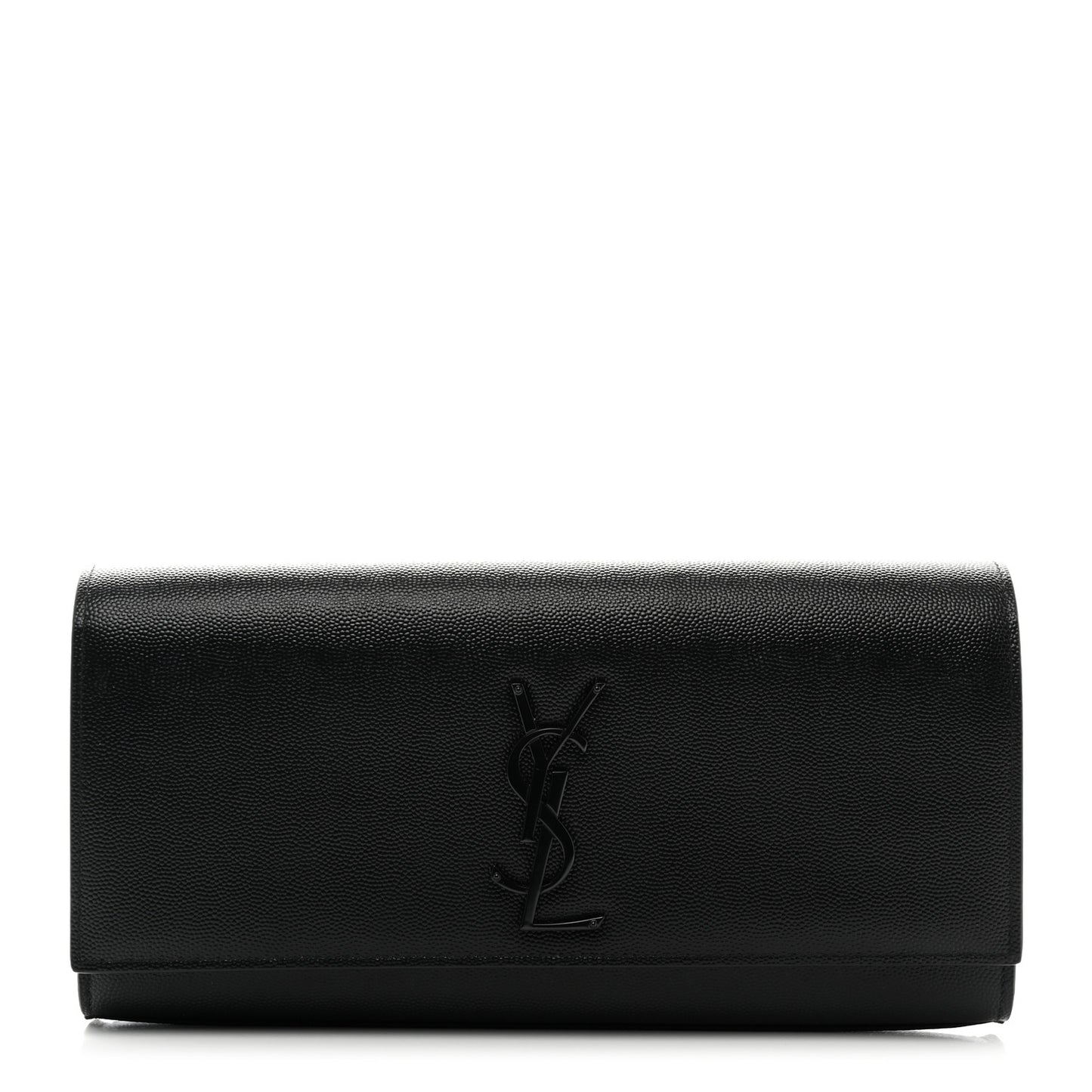 SAINT LAURENT YSL Grain De Poudre Monogram Cassandre Clutch Bag Black